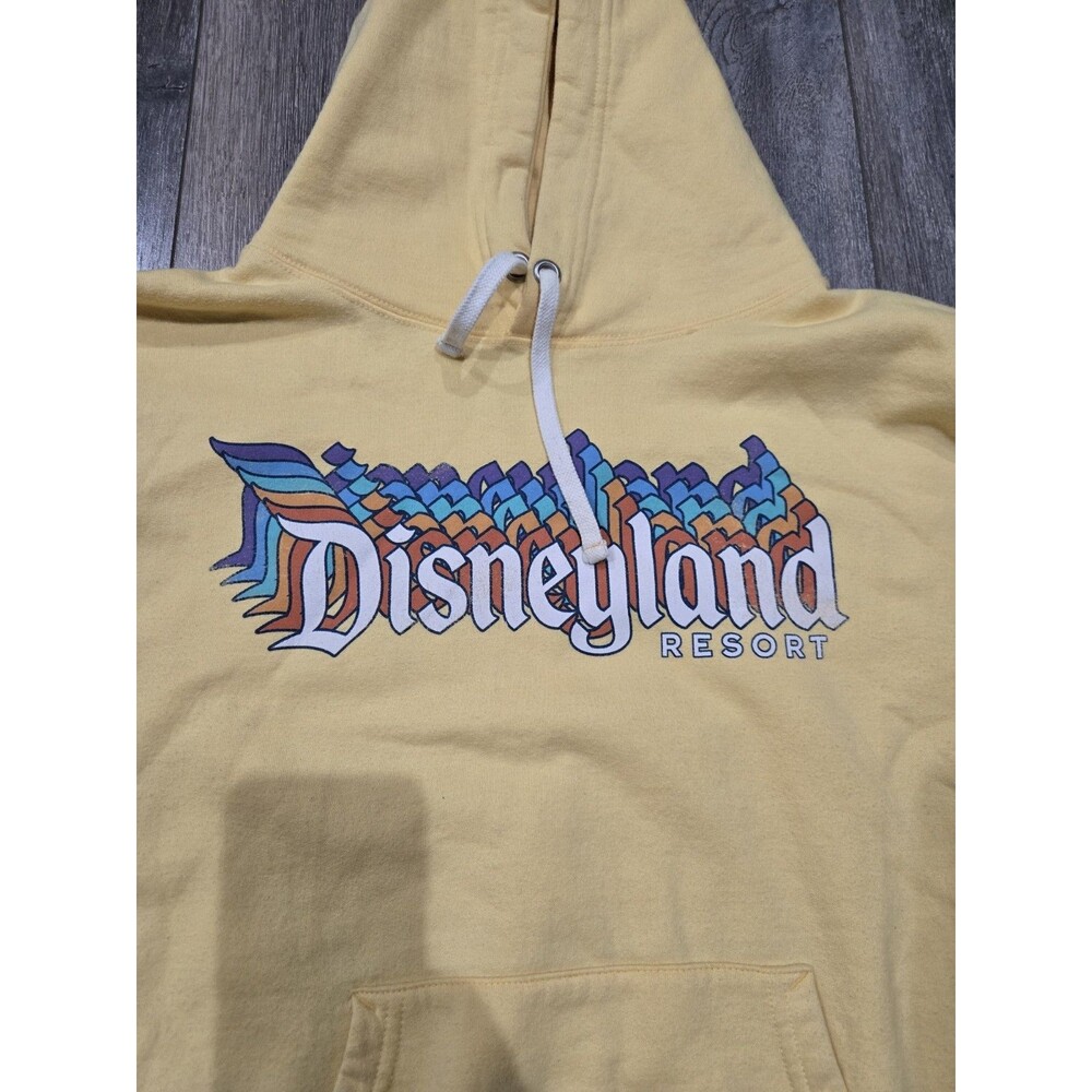 Disneyland Resort Graphic Hoodie Yellow Pullover Disney Parks Adult M Retro - Picture 2 of 4